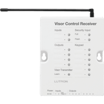 Receptor de control de visera para RadioRA 2 con 4 salidas de contacto seco para puertas de garaje o portones y entrada de seguridad, color blanco