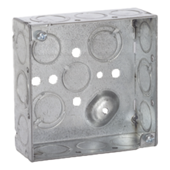 Caja Cuadrada 4 x 4"/Profundidad 1- 1/2"/ 10 Entradas de 1/2" y 6 TKO (1/2"-3/4").