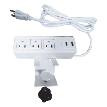 Tomacorriente para Escritorio / Cuenta con Bracket Ajustable a Diferentes Grosores / 3 Contactos 110VCA / 2 Contactos para Carga USB ( 1 contacto USB-A + 1 contacto USB-C )
