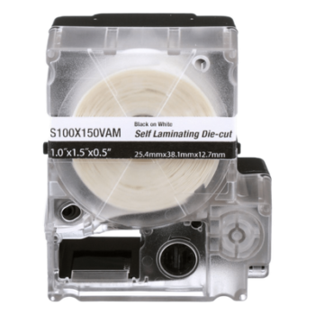 Casete de 175 Etiquetas Autolaminadas de 25.4 x 38.1 mm (1 x 1.5 pulgadas), para Cables de 4 a 8.1 mm (0.16 a 0.32 pulgadas) de Diámetro, Área de Impresión Color Blanco