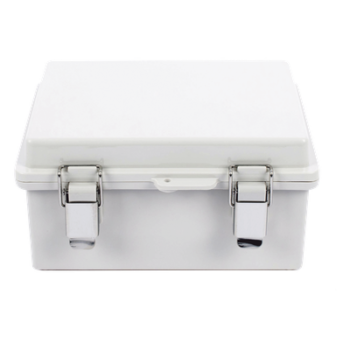 Gabinete de Plástico ABS, Uso en Intemperie IP66 (170 x 220 x 110 mm) Cierre por broche Inoxidable y Permite Cerrado con Candado y Llave (Perno 5mm) No Incluido