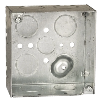 Caja Cuadrada Galvanizada  de 4 x 4" / Profundidad 2 1/8 / 11 Entradas de 3/4" y 1 de 1/2".