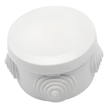 Caja Derivación-Conexión de Plástico Circular con 4 Glándulas de Goma (70 diámetro X 48 alto mm). Para Instalaciones Comerciales,  Residenciales e Industriales. Cerrado a Presión.