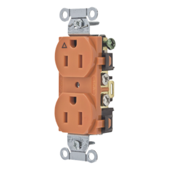 Contacto Dúplex Conexión a Tierra Aislada/ 15A 125V/ 2 polos 3 Hilos/ Nema 5-15R /Grado Comercial/ Color Naranja.