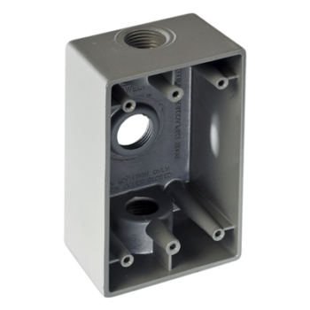 Caja Condulet FS de 3/4" (19.05mm) con tres bocas a prueba de intemperie.