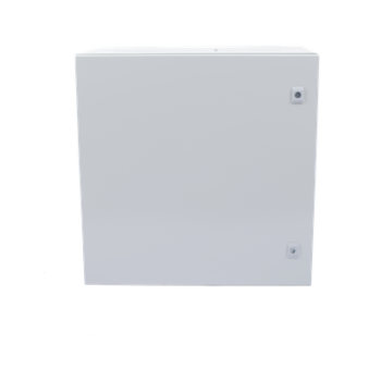 Gabinete de Acero IP66 Uso en Intemperie (600 x 600 x 300 mm) con Placa Trasera Interior Metálica y Compuerta Inferior Atornillable (Incluye Chapa y Llave T).