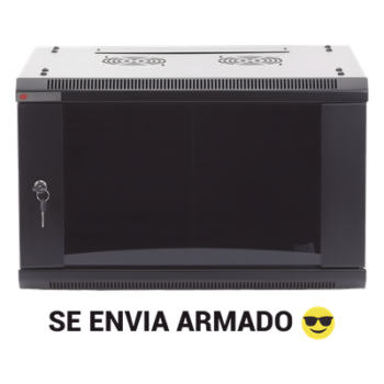 Gabinete PRECISION, Con Puerta de Cristal Templado, de 19in, 6UR, 450mm de Profundidad, Color Negro
