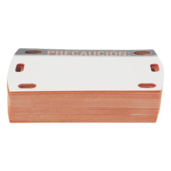 Etiqueta Autolaminada para Identificación de Fibra Óptica Paquete de 25 Piezas, Para Uso Interior/Exterior, Dimensiones de 90 x 50 mm (3.54 x 1.97 Pulgadas), Color Negro con Naranja