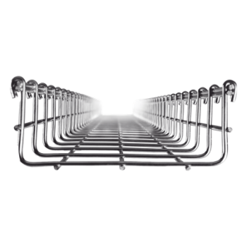 Charola tipo malla / 66 mm peralte / 150 mm ancho / 3 m tramo / Electro zinc / 158 cables Cat6 / 9.84 pies