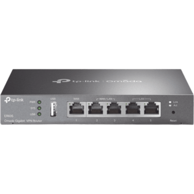 Router Omada VPN / SDN Multi-WAN Gigabit / 1 Puerto WAN Gigabit / 2 Puertos LAN Gigabit / 2 Puertos configurables LAN/WAN / 150,000 Sesiones Concurrentes / Administración Centralizada OMADA o Stand-Alone / 1 Puerto USB 2.0