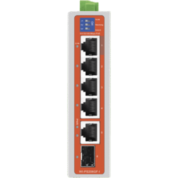 Switch Industrial / 4 Puertos 10/100 Mbps con PoE 802.3af/at / 2 Puertos Uplink Gigabit (1 Rj45 - 1 SFP) / PoE Hasta 250 m