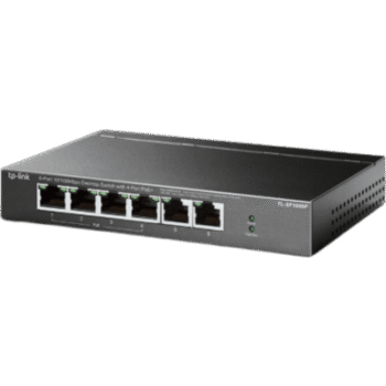 Switch PoE no Administrable de escritorio / 6 puertos 10/100 Mbps / 4 puertos PoE af/at / Presupuesto 67 W / Modo Extensor hasta 250 m / Calidad video prioritaria