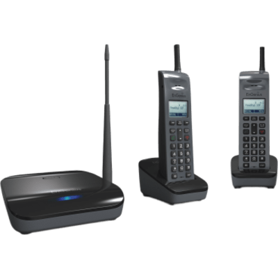Sistema Telefónico Inalámbrico SIP de Largo Alcance, Incluye Base y Dos Teléfonos Inalámbricos, Soporta 10 Cuentas SIP, Hasta 4 Llamadas Simultaneas,