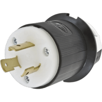 Clavija Industrial con Bloqueo de Media Vuelta / 20 A 250 V CA / 2 Polos 3 Hilos / Color Blanco y Negro / Nema L6-20P.