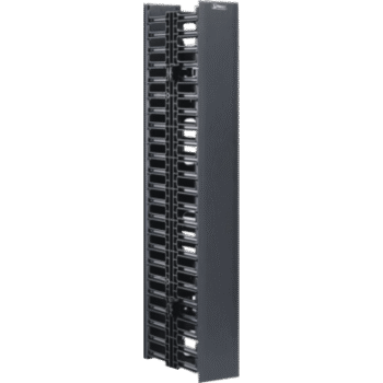 Organizador Vertical NetRunner, Doble (Frontal y Posterior), Para Rack Abierto de 45 Unidades, 4.9in de Ancho, Color Negro