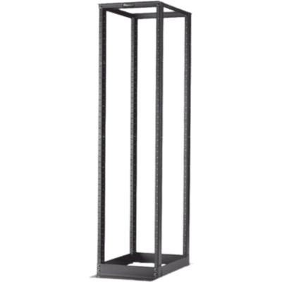 Rack de Cuatro Postes Estándar de 19", Rieles Numerados y Roscados #12-24, Profundidad Máxima de 23 in, 45 Unidades de Rack, Color Negro