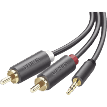 Cable Adaptador de 3.5mm Macho a 2 RCA Macho / 5 Metros (16.40 Pies) / Color Gris / Blindaje Múltiple / ABS / Alta Calidad