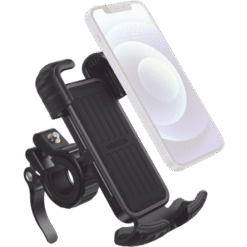 Soporte de Celular para Manillar de Motocicleta o Bicicleta / Anti Vibración / Protección de clip Antideslizante / Rotación de 360° / Bloqueo de Seguridad / Compatible con manillar de 0.6'' a 1.75'' / Soporta dispositivos de 4.6''