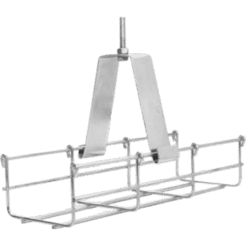 Suspensión conjunto 100 mm, para montar la charola desde el techo, con acabado Electro Zinc para varilla de 1/4, 5/16 y 3/8