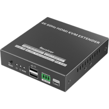 Receptor Compatible para Kit TT582-KVM |4K @60Hz | Cat 6, 6a y 7 |  hasta 150 metros | Transmite el Video y Controla tu DVR vía USB a distancia