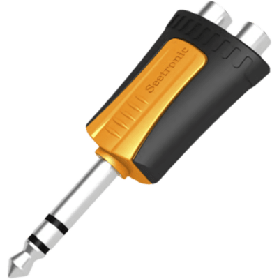 Conector Estéreo | 1/4in - 2 x RCA hembra | Adaptador de Carcasa de Plastico |