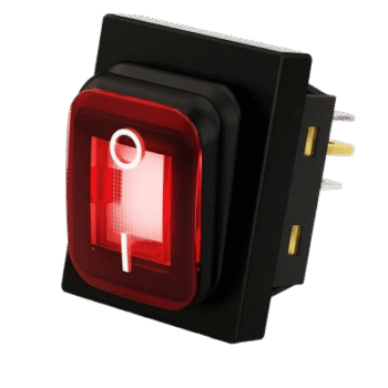 Interruptor tipo Switch con Led Color Rojo / IP65 / Diseño Industrial / NO, COM, NC / Terminales tipo F1