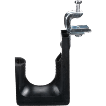 Sujetador STRONGHOLD tipo J (J-Hook), Con Abrazadera de Tornillo para Montaje, Hasta 46 Cables Cat6, Nylon 6.6, Color Negro, 1 pieza