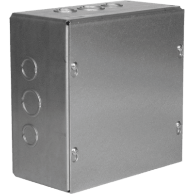 Caja Extra Grande 15"x15"x 4"/ Profundidad 4"/Entradas Laterales - Finales 4 Entradas de 1/2"- 3/4", 2 Entradas de 3/4" - 1" y 2 Entradas de 1"- 1 1/4"/ Incluye tapa / Incluye tapa.