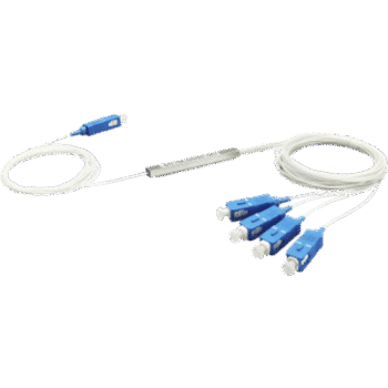 Splitter (Divisor Óptico) tipo PLC, de 1x4, conectores SC/UPC