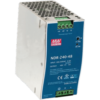 Fuente de Poder Industrial de 240W, salida 48Vcc, 5A, para montaje Riel Din