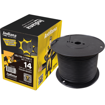 Cable THW-LS / Calibre 14 AWG / 19 Hilos / Color Negro / Bobina 100 m (328 ft)