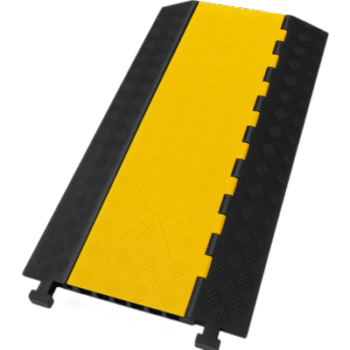 Protector de Cable de 3 Canales / Base de Goma y Tapa de Plástico / Tamaño del Canal 56x55MM / Capacidad de Carga 6.1 Toneladas / Longitud 90 cm / Ancho del Contorno 50 cm / Altura 7.5 cm / Color Amarillo-Negro / Material Hule