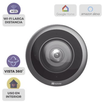 Cámara WiFi Panorámica Fisheye 360° / Resolución 3K+  / Visión Nocturna IR 10m / Detección IA Humana / Doble Banda 2.4-5GHz / Audio Bidireccional / Almacenamiento MicroSD 512GB / H.265