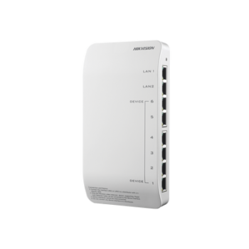 Distribuidor PoE (propietario) de Audio y Vídeo / Soporta Hasta 6 dispositivos / Compatible con Frente de Calle y Monitor IP HIKVISION