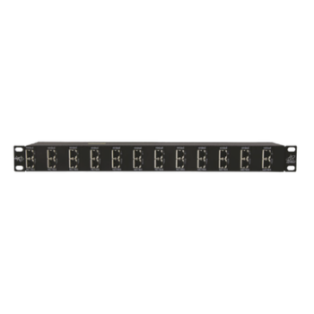 Protector Rack 12 Puertos / RJ45 / 10 GbE / PoE y PoE+ / CAT5e CAT6 CAT6A / 1U / 20 kA / 75V