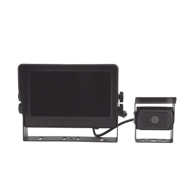 Cámara de Reversa con Monitor / Detección IA de Peatones y Vehículos / HD 720p / IR 18 LED / Expandible a 2 Cámaras / Monitor Táctil
