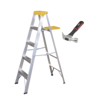 Kit Escalera y Martillo / 1.85 m (6.07 ft) / 90 kg / Aluminio / Martillo 16 oz