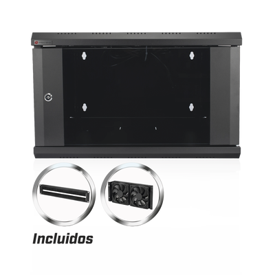 Gabinete de Pared 19 in / 6UR / 368x600x550 mm / 455 mm Profundidad Útil / Cristal Templado / 60 kg / 1.21x1.97x1.80 ft