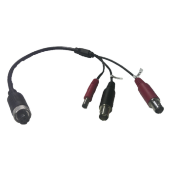 Cable Adaptador para Cámaras / Conector Aviación a BNC / Video y Audio BNC / Alimentación Integrada / 30 cm (11.8 in)