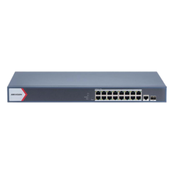 Switch PoE+ Administrable / 16 Puertos Gigabit / 1 Puerto Uplink Gigabit / 1 Puerto SFP / 230 W / Alcance Extendido 300 m (984.3 ft)