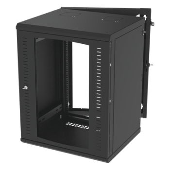 Gabinete de Pared Abatible / Rack 19" 16U / Cristal Templado / Carga 70 kg / Ventilación Opcional