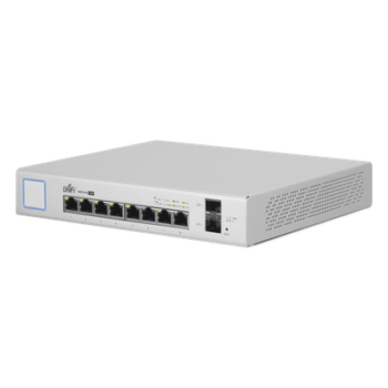 Switch UniFi Administrable de 8 Puertos Gigabit PoE+ 802.3at/af y PoE Pasivo 24V.