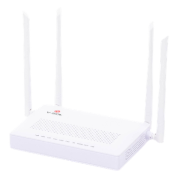 ONU Dual GPON/EPON / Wi-Fi AC Doble Banda / 4 Antenas 5 dBi / 2x LAN Gigabit / 1x FXS / 1x CATV / 12V 1A / 0 a 55°C