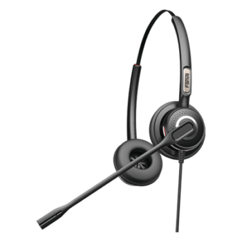 Diadema binaudal (duo) con tecnología antishock para teléfonos IP FANVIL y Polycom con micrófono de cancelación de ruido, larga durabilidad