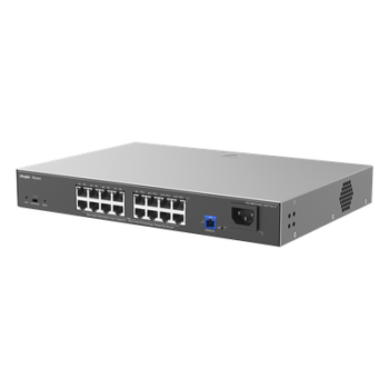 ONU/Switch PoE+ Híbrido Capa 2 / 16 Puertos 1000BASE-T / 1 Puerto PON 1G SC/UPC / 240W PoE+ / 34 Gbps / 6 kV Protección / 12.99 x 9.02 x 1.73 in.