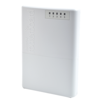 Router exterior / 5 puertos Fast Ethernet blindados / PoE pasivo 4 puertos / IP66 / CPU 650 MHz / RouterOS Nivel 4