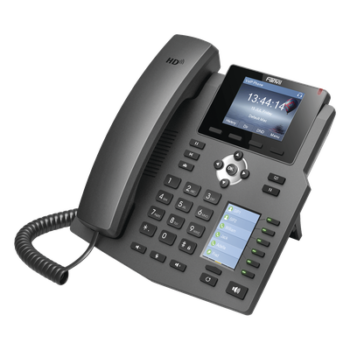Teléfono IP empresarial para 4 líneas SIP con 2 pantallas LCD, 6 teclas BLF/DSS, conferencia de 3 vías, PoE