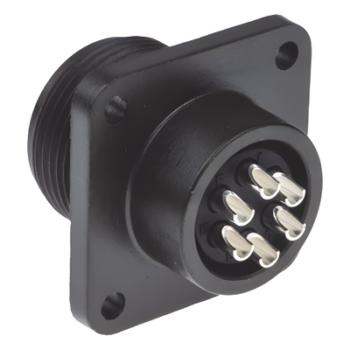 Conector Hembra Circular / 6 Terminales / Aluminio / -55°C a +125°C / Acoplamiento Roscado / 1.8 pies