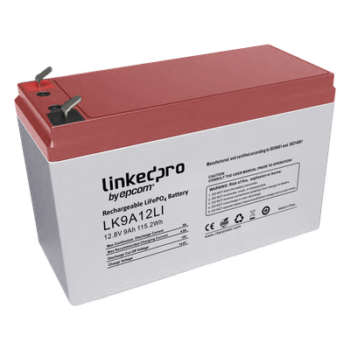 Batería de Litio 12.8 Vcc / 9 Ah / Tecnología LiFePO4 /2000 Ciclos de Vida/ Para uso en equipo electrónico, UPS (litio) / Incendio/ Control de acceso / Video Vigilancia / Terminales F1 ( Incluye adaptador para terminal F2 )