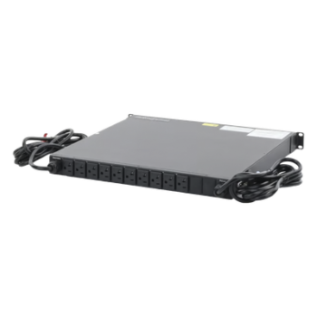 PDU Monitoreable de Transferencia Automática ATS (Fuente Redundante), Con 10 Salidas 5-15R, Enchufes de Entrada NEMA 5-15P, Instalación Horizontal de 19in, 1UR, 15 Amp, 120 Vca